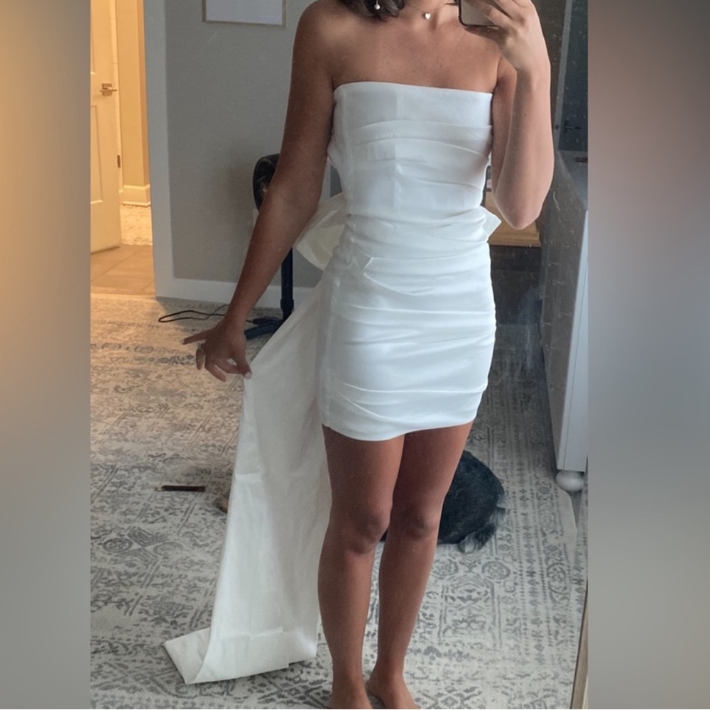 White Bow Train Dress